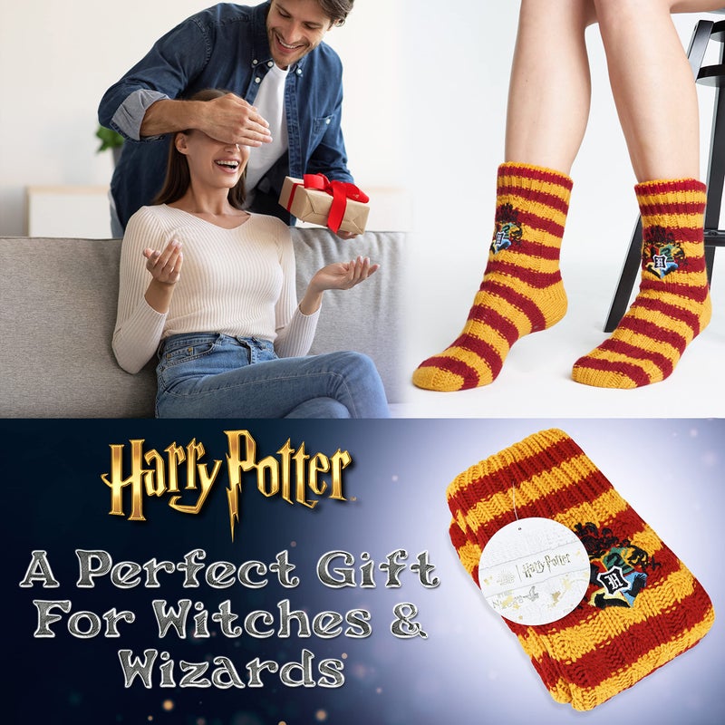 Harry Potter Womens Slipper Socks, Fleece Lined Non Slip Socks - Gifts for Her (Orange) - Image 3